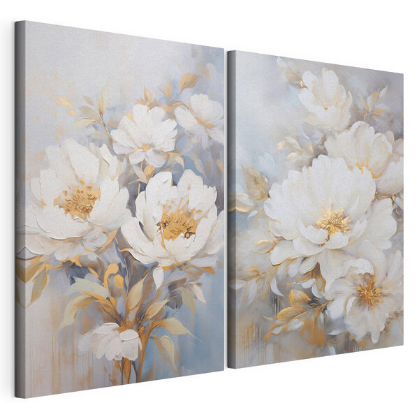Stampa su tela modulare Dipinto raffigurante fiori bianchi