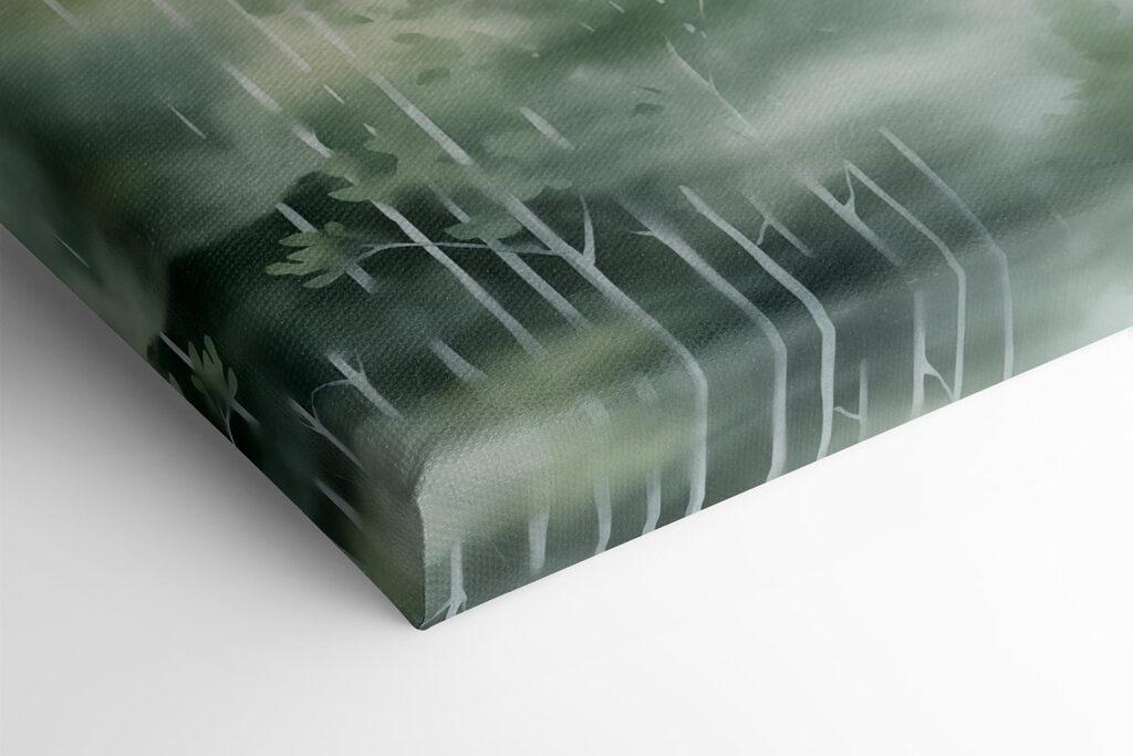 Painting of trees in fog