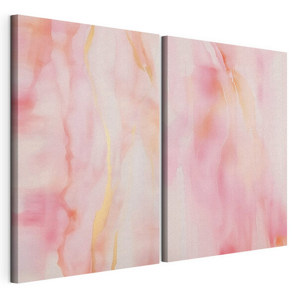 Stampa su tela modulare Esposizione di opere d'arte astratte raffiguranti un fluido rosa