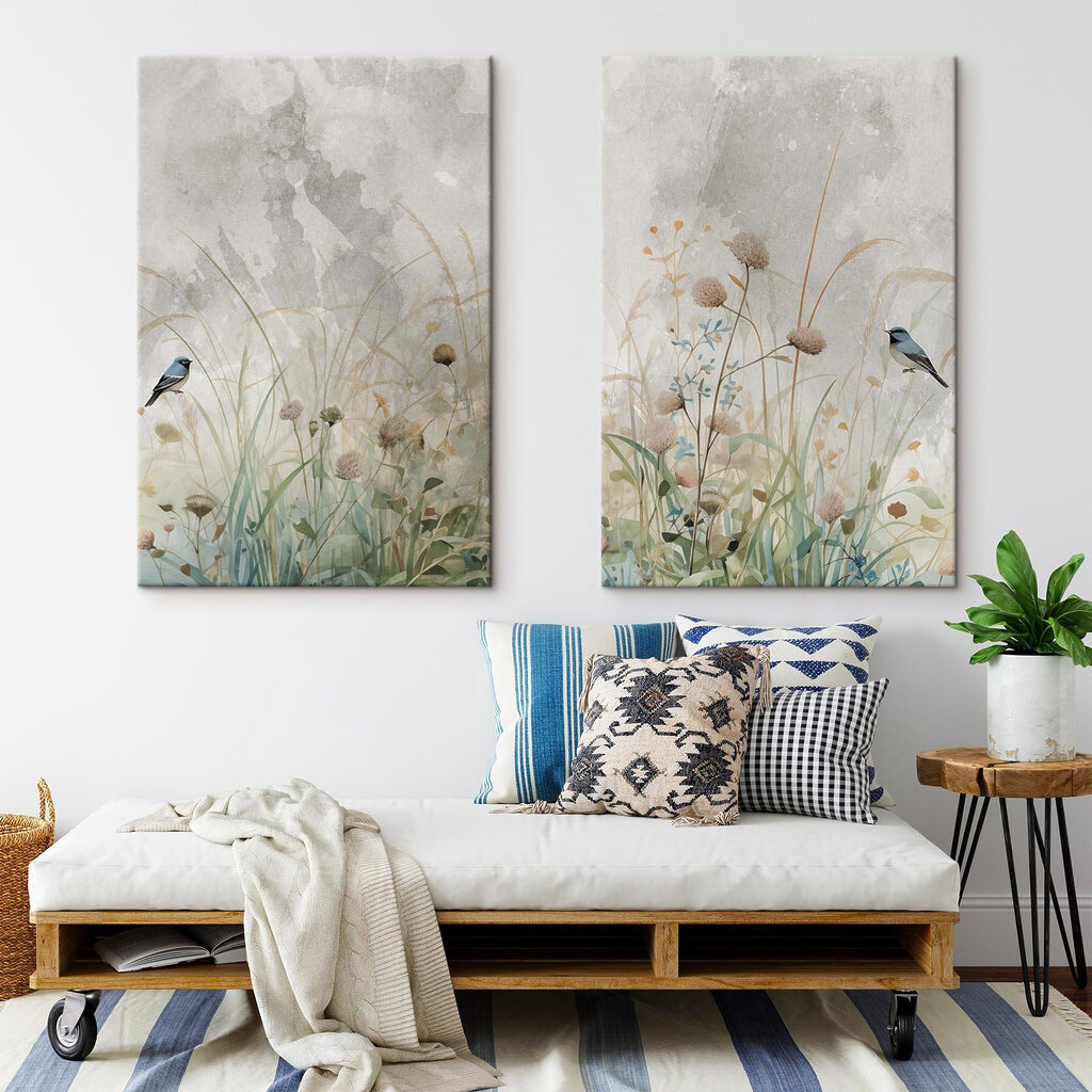 Painting of flowers and grass