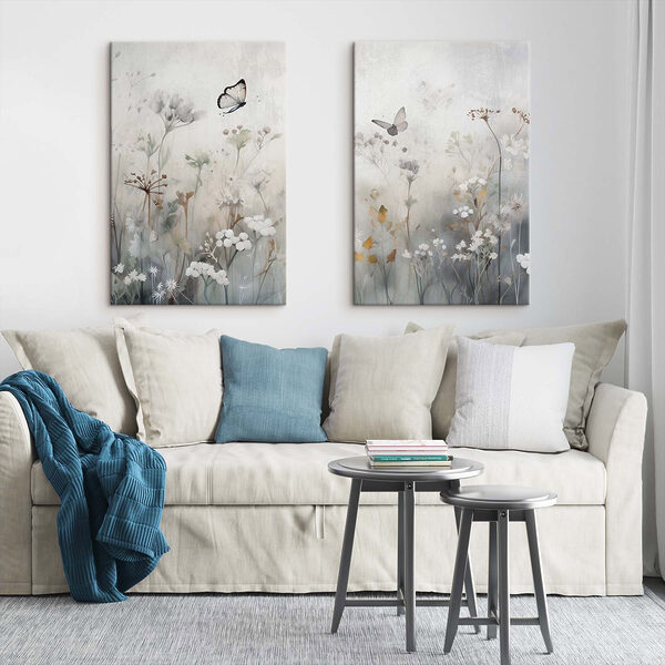 Painting of flowers and butterflies