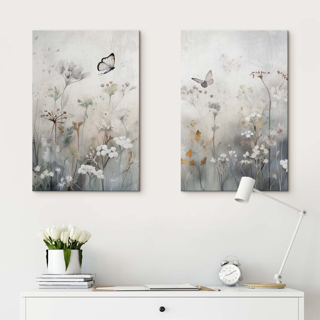 Painting of flowers and butterflies