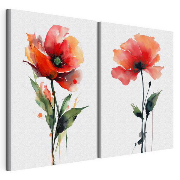 Stampa su tela modulare Stampa su tela modulare Fiori dai colori vivaci in graziosa armonia (COD: m01100)