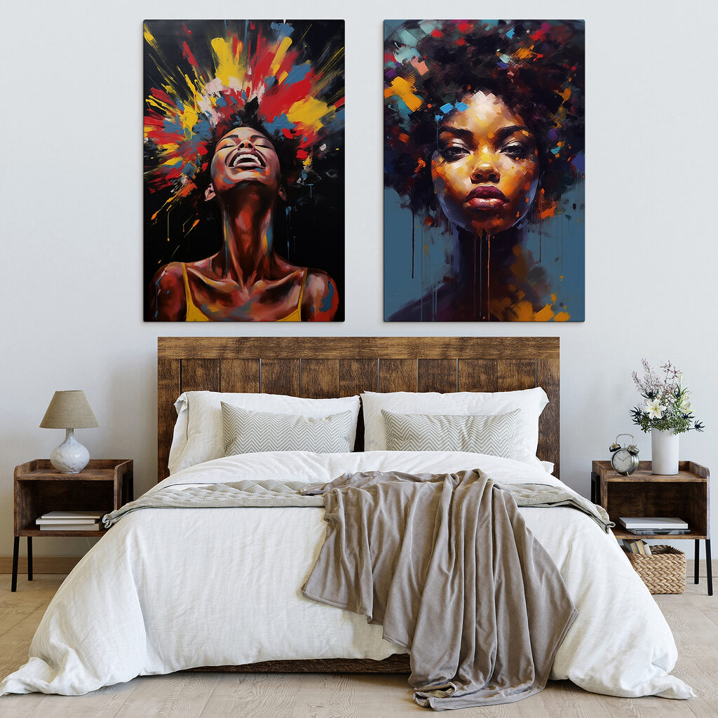 Collage of a woman with colorful paint on her face