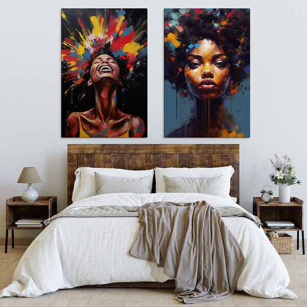Collage of a woman with colorful paint on her face