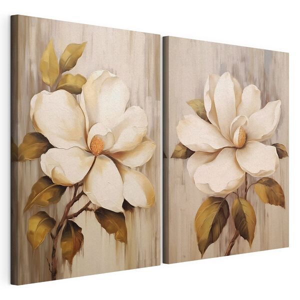 Stampa su tela modulare Dipinto di fiori su una superficie di legno
