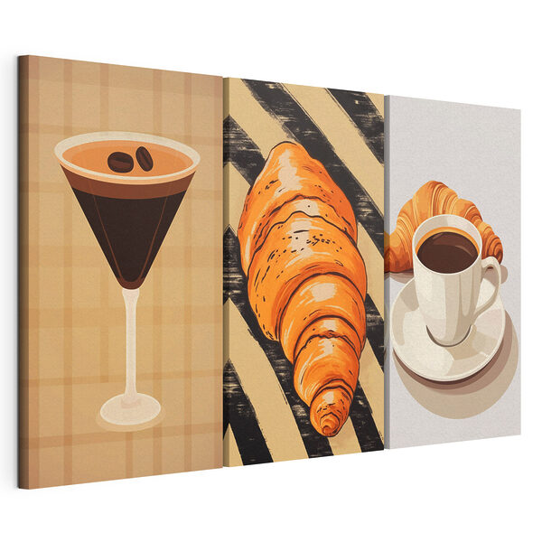 Stampa su tela modulare Una tazza di caffè e dei croissant