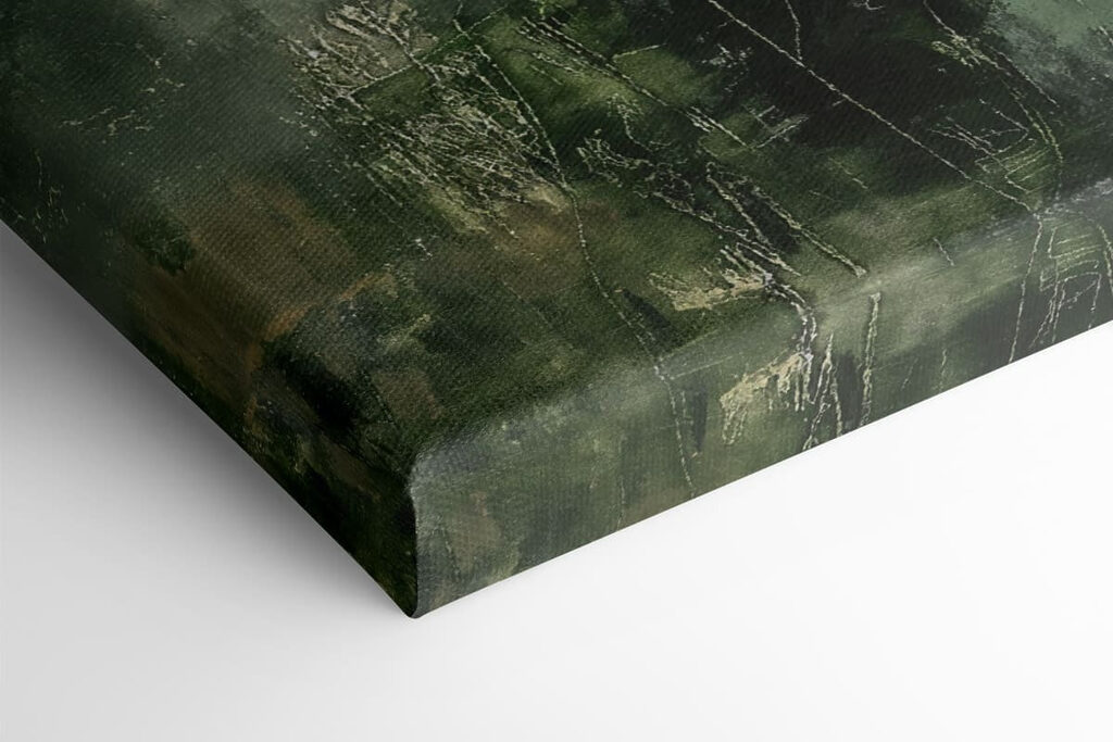 - Shades of green and abstract forms