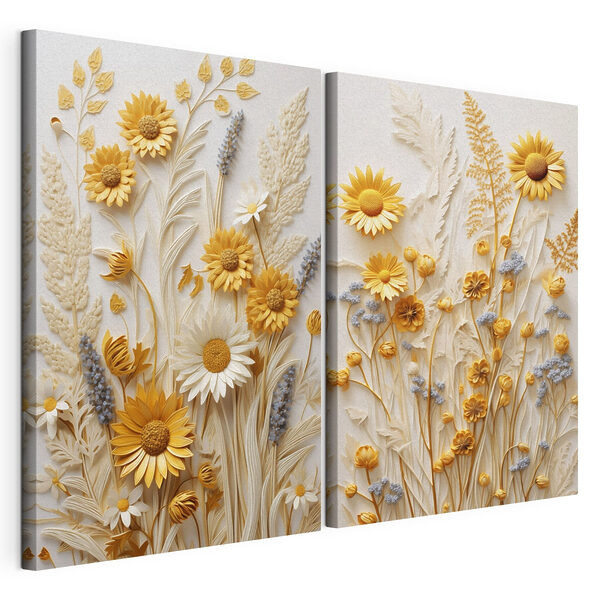 Stampa su tela modulare Collage di fiori e foglie