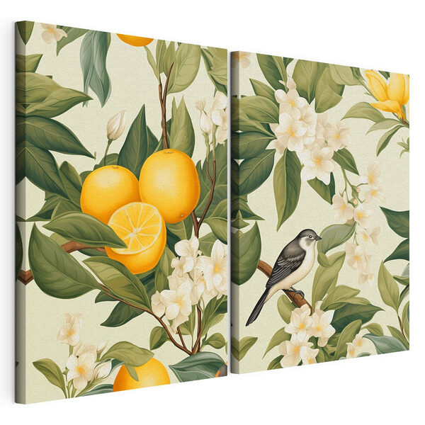 Stampa su tela modulare Due immagini di arance e fiori