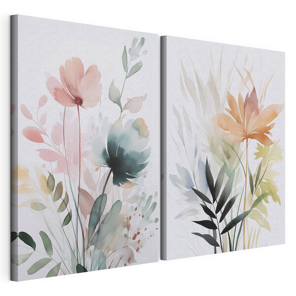 Stampa su tela modulare Stampa su tela modulare Dipinto di fiori e foglie (COD: m01297)