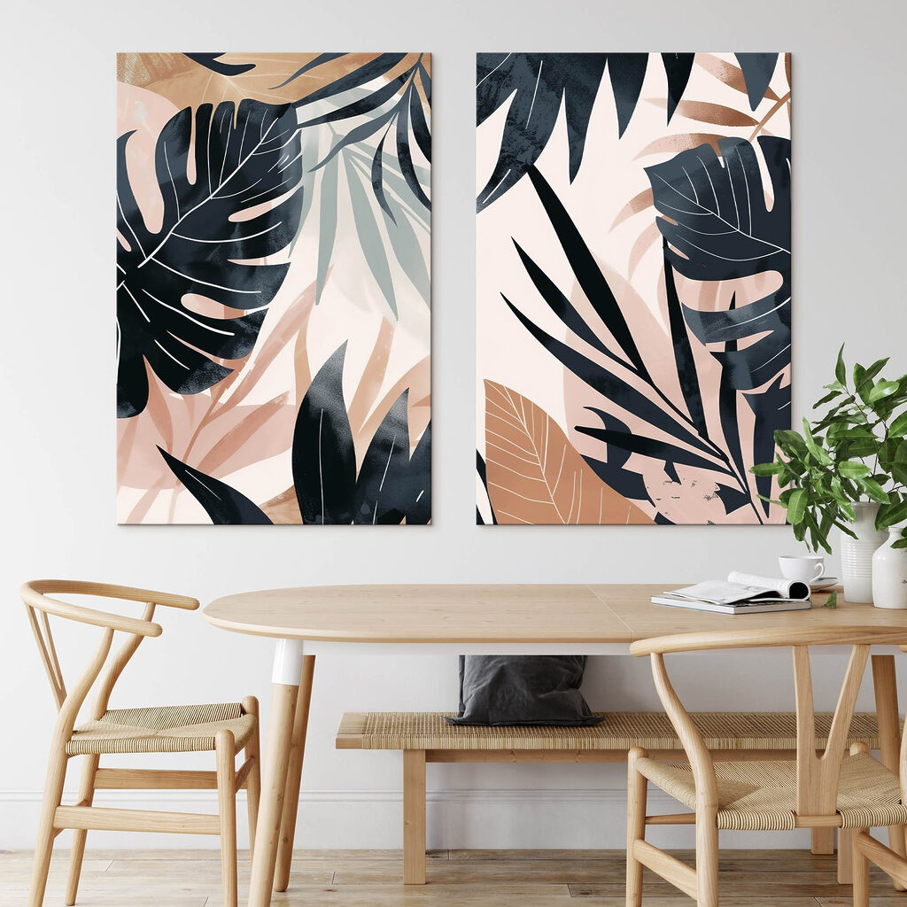- Tropical foliage in soft colors