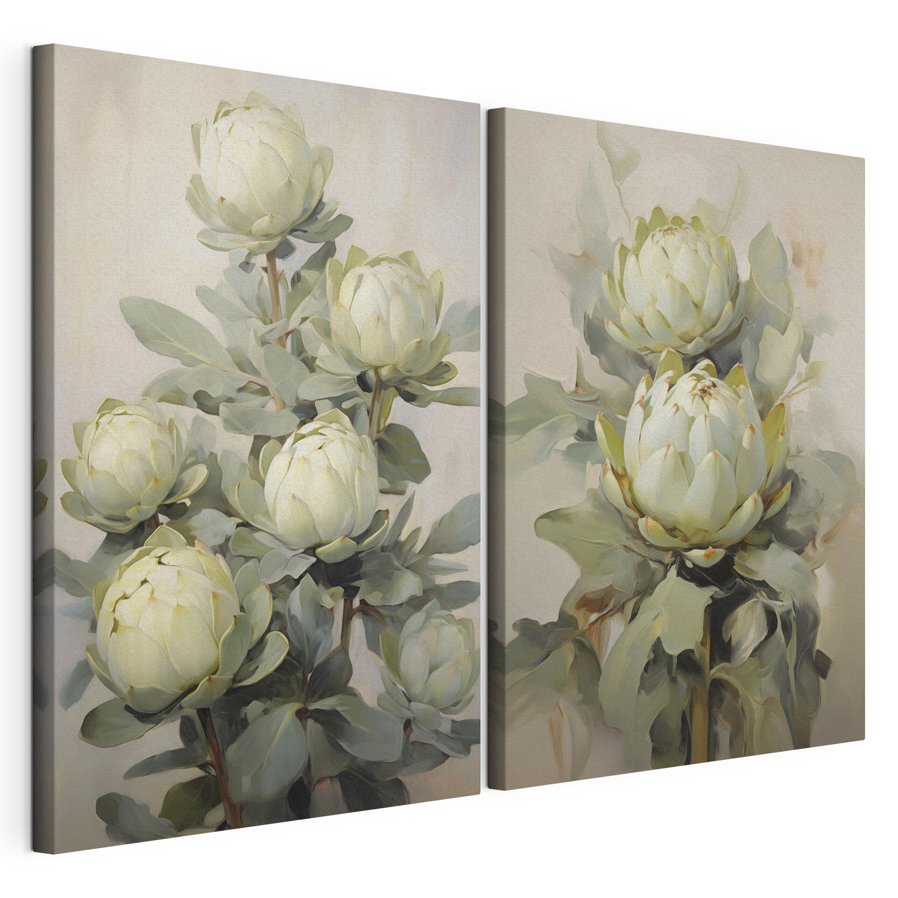 Painting of flowers on a plant