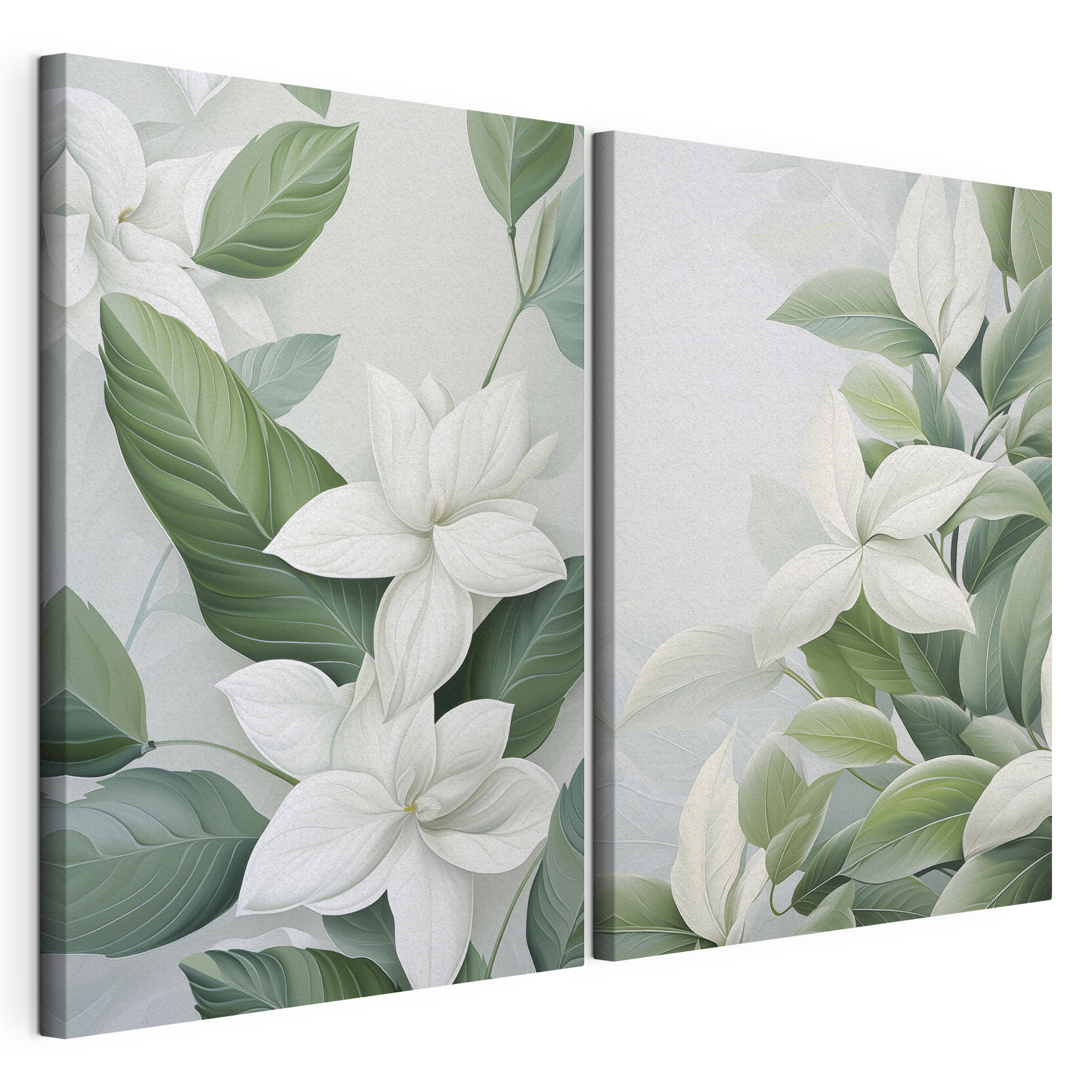 - Serene botanical elegance in soft hues