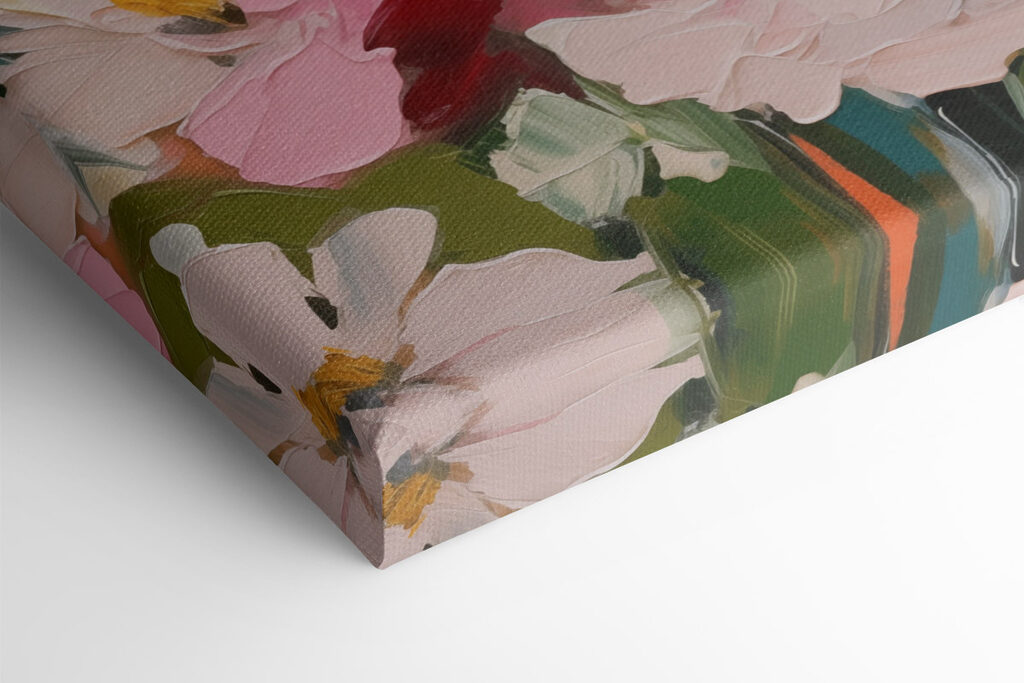 Painting of flowers on canvas
