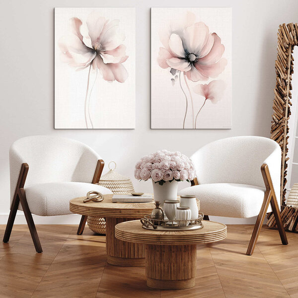 Painting of flowers on a white surface