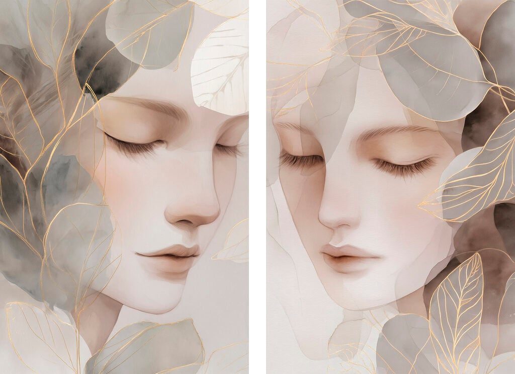 Two images of a woman's face