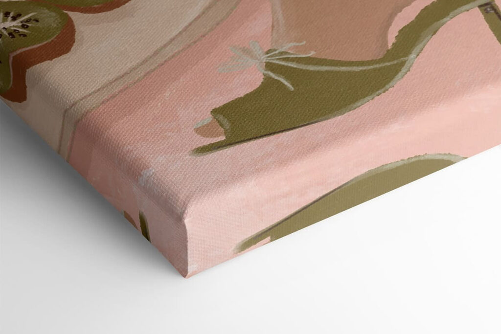 Painting of a woman's feet and a cake on a table
