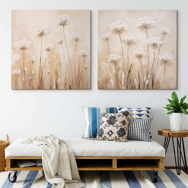 Painting of flowers on a beige background