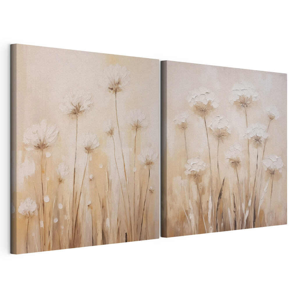 Painting of flowers on a beige background