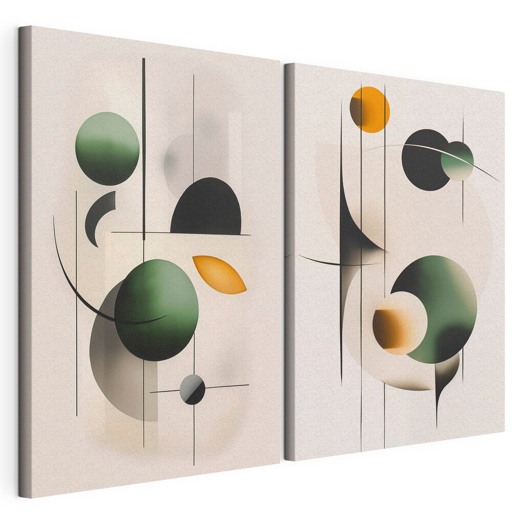 Two images of circles and lines