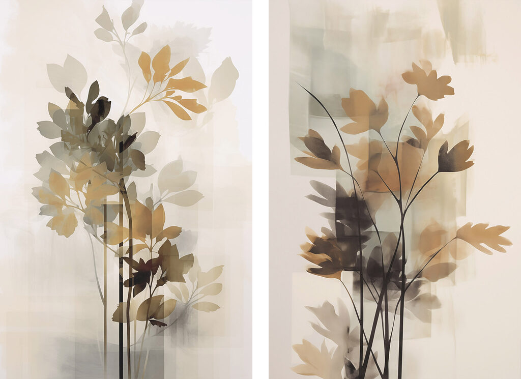 Painting of flowers and leaves