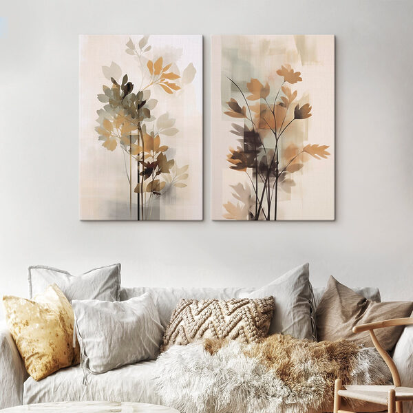Painting of flowers and leaves