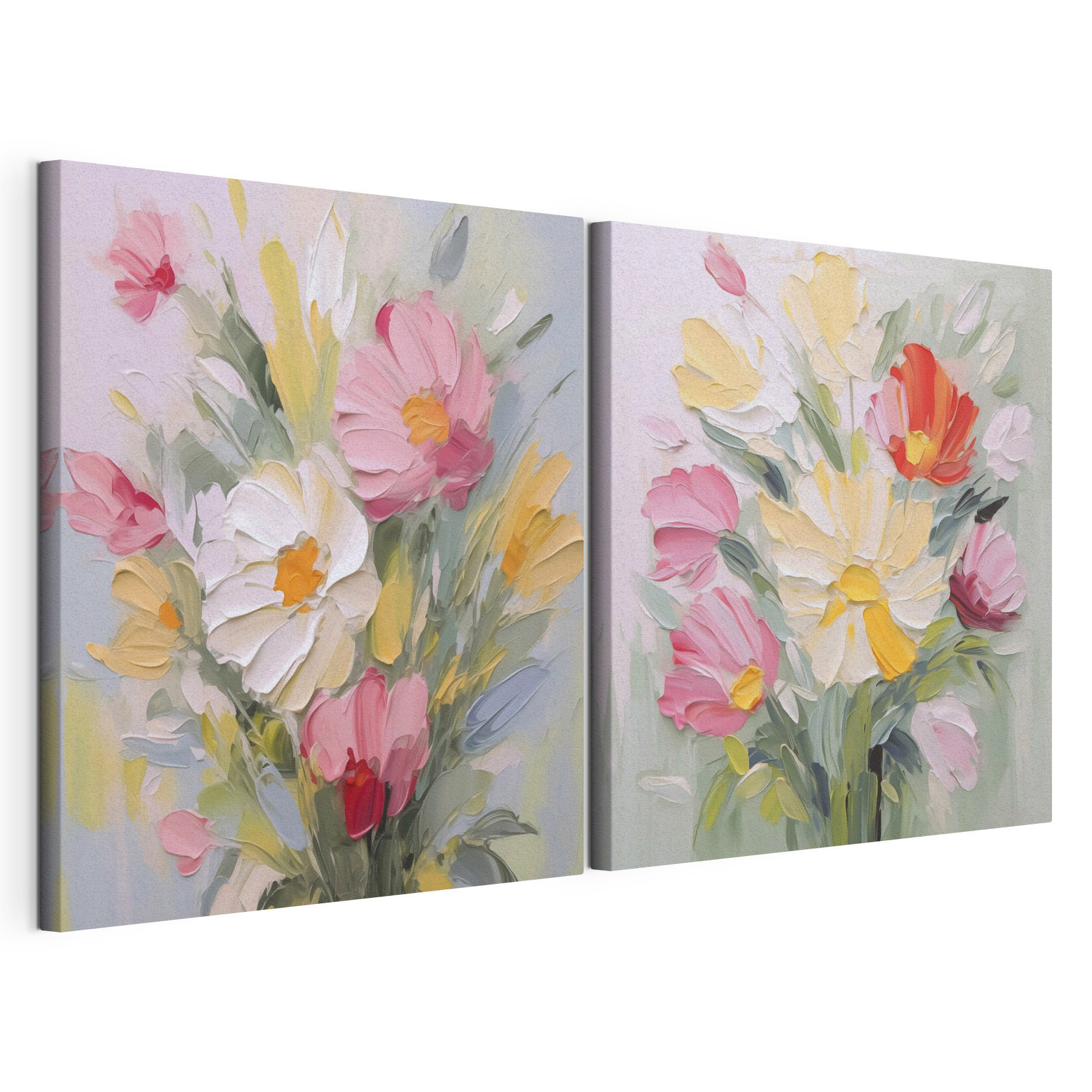 Painting of flowers on canvas