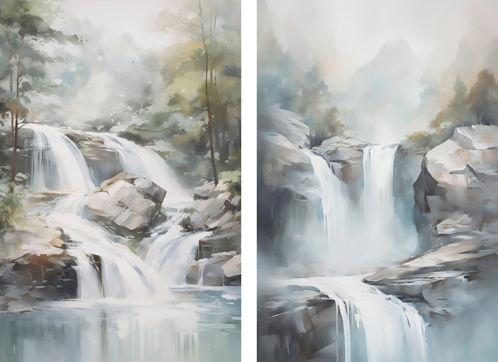 Painting of a waterfall