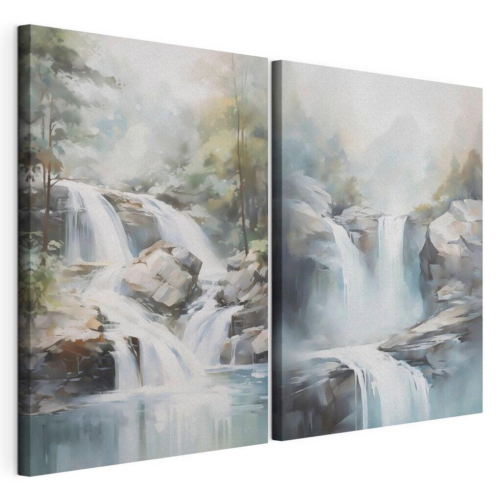 Painting of a waterfall