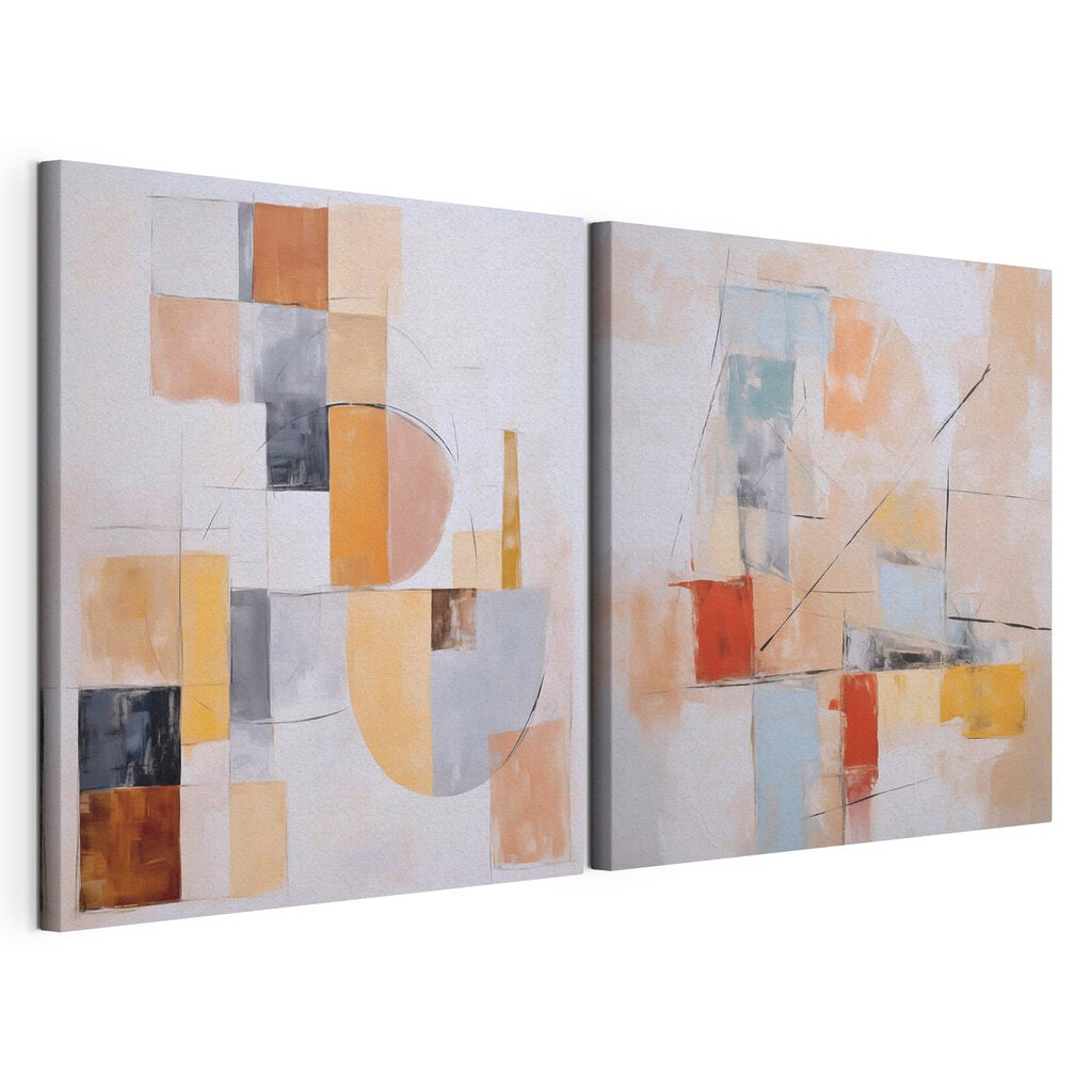 Two paintings of different colors