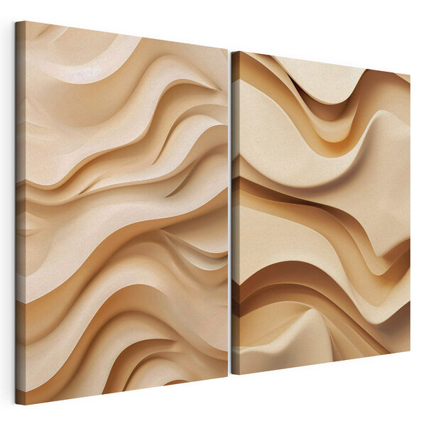 Stampa su tela modulare Forme fluide in delicate tonalità di beige
