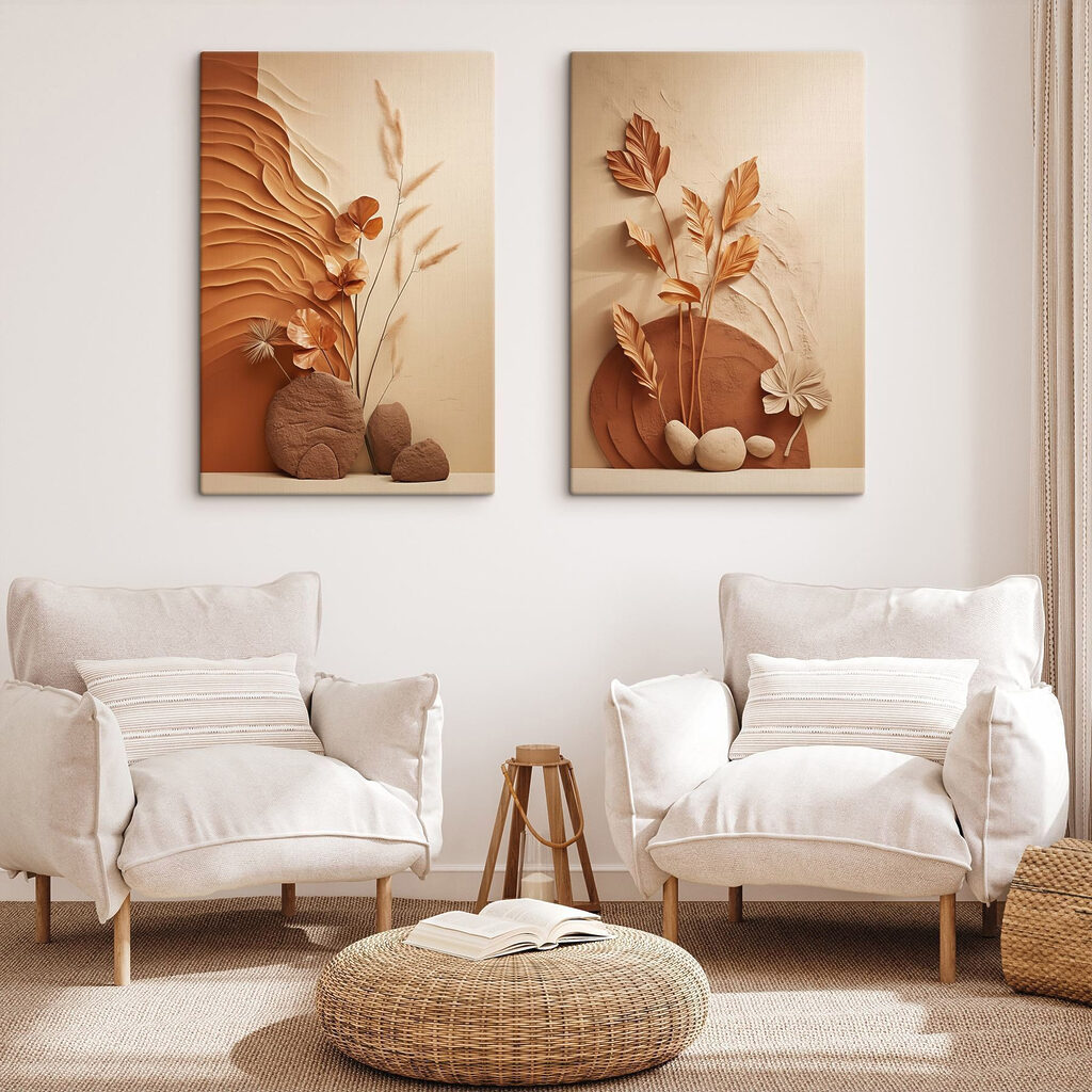 - Elegant shapes in earthy tones