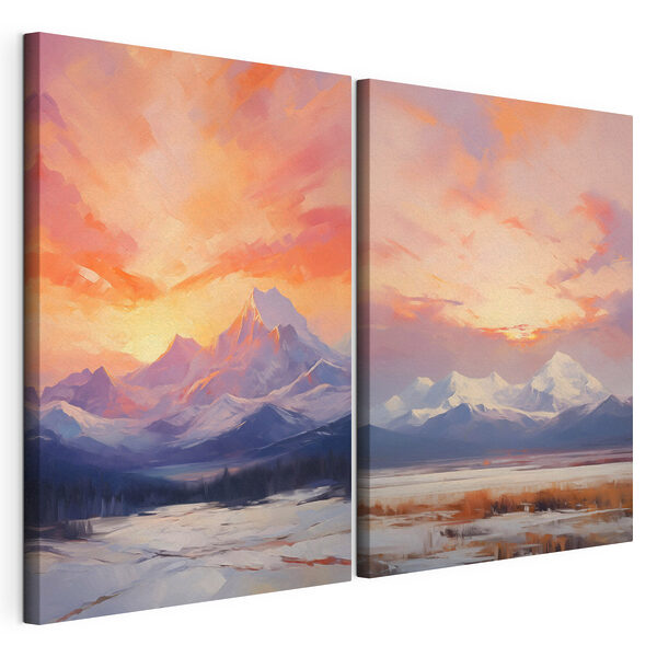 Painting of a snowy mountain range