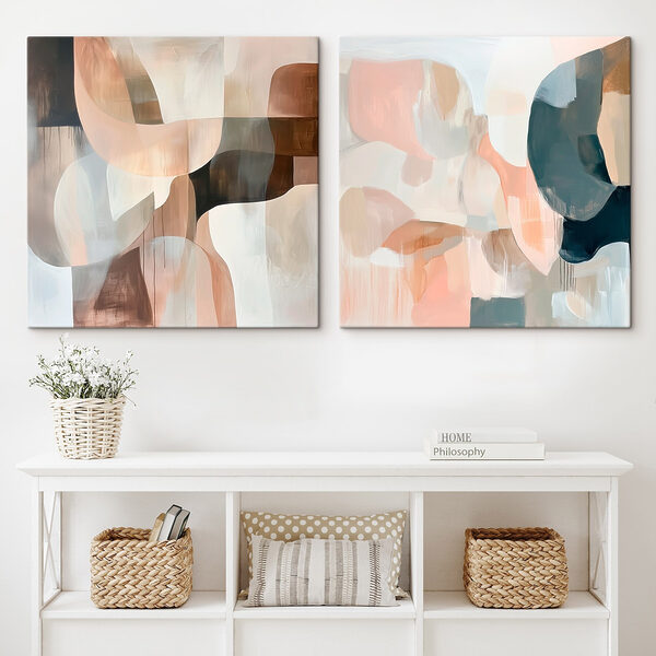 Two paintings of different colors