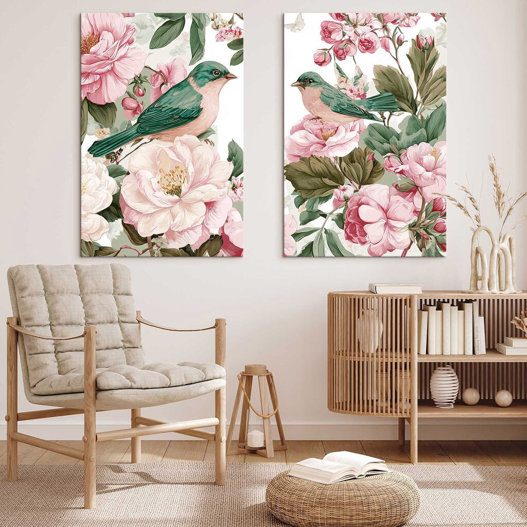 Two birds on a flower