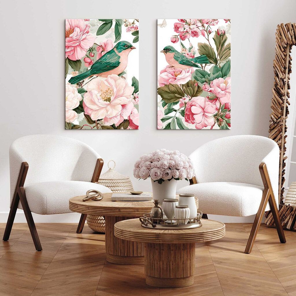 Two birds on a flower