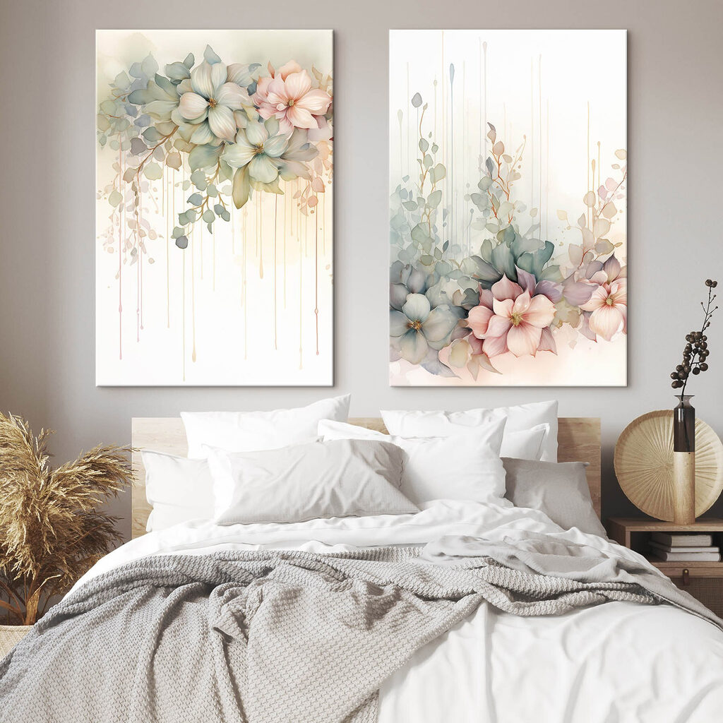 Painting of flowers on a white background