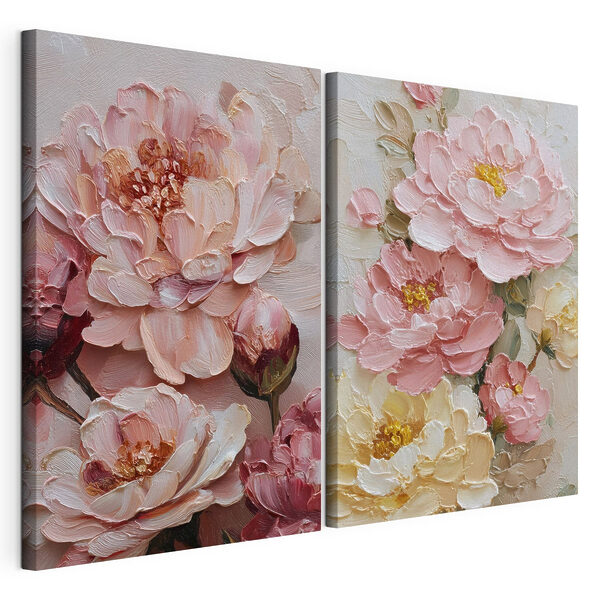 Stampa su tela modulare Stampa su tela modulare Petali in fiore dai toni tenui (COD: m30417)