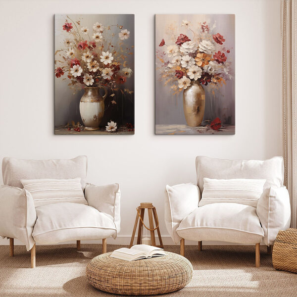 Painting of flowers in a vase