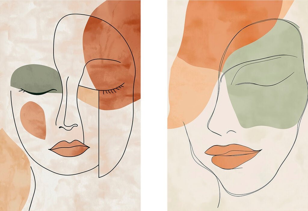 Two images of a woman's face