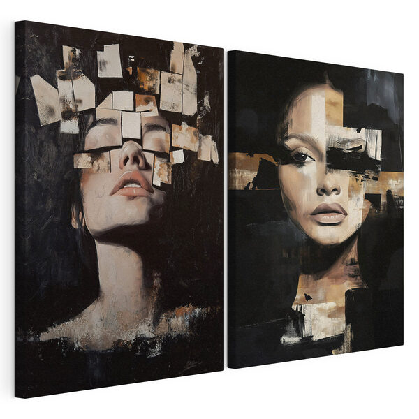 Stampa su tela modulare Collage del volto di una donna