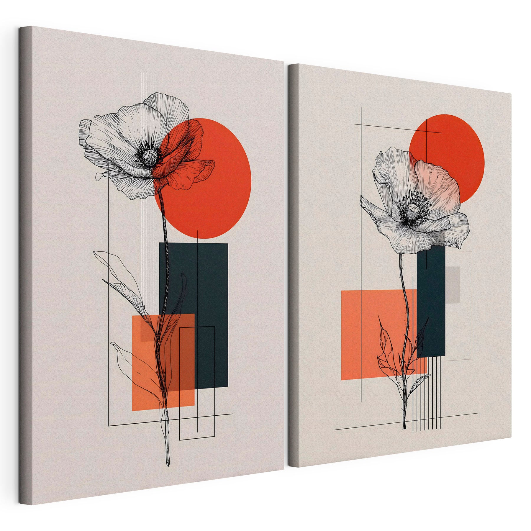 Collage of flowers and geometric shapes