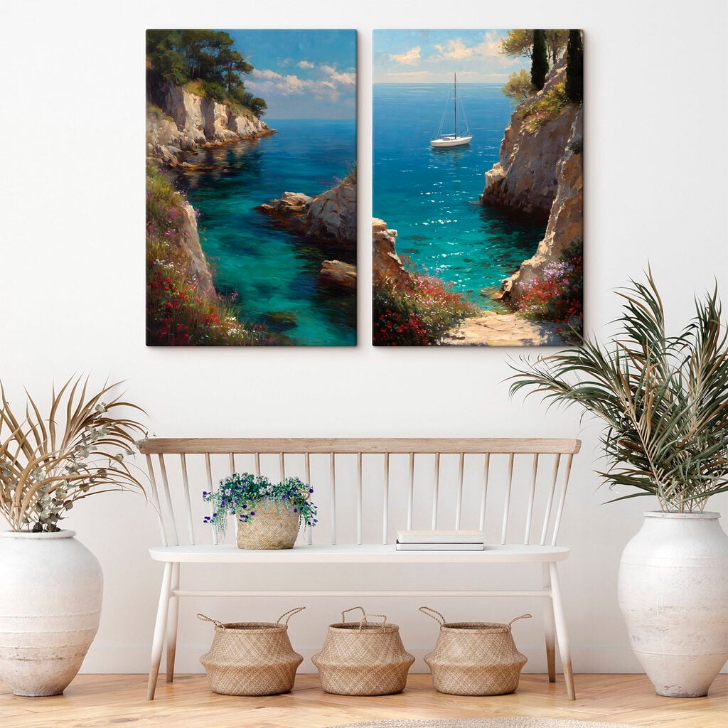 Painting of a sailboat in the ocean