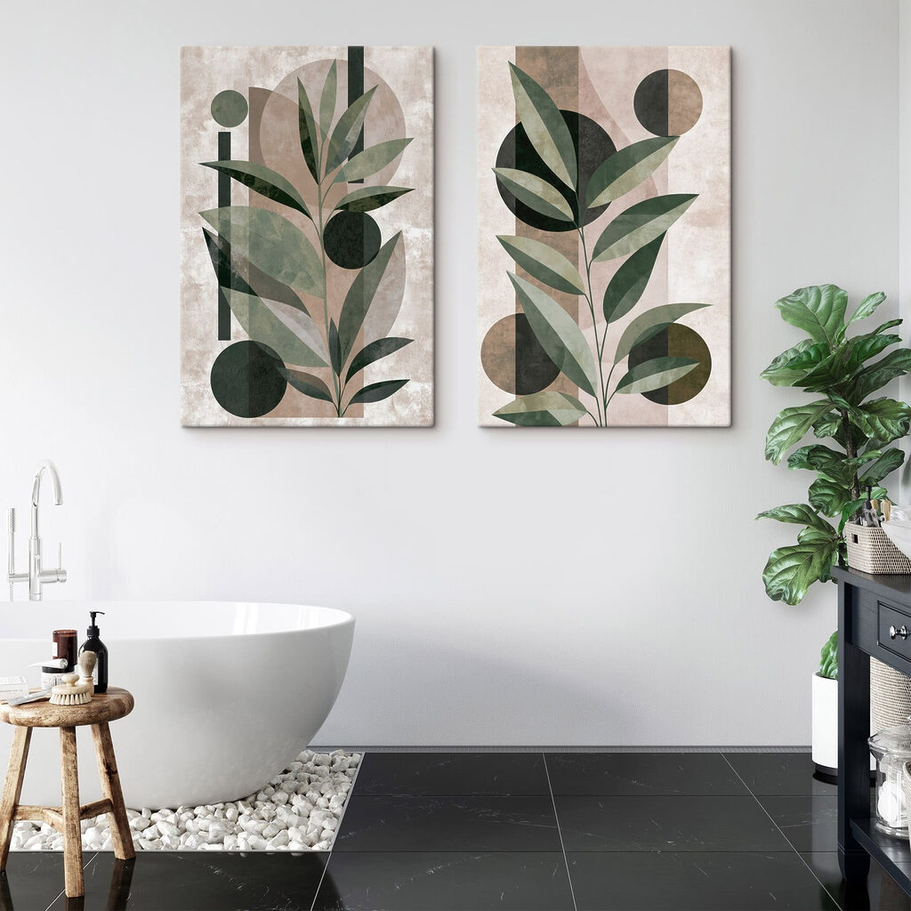 - Elegant leaves entwined with geometric shapes