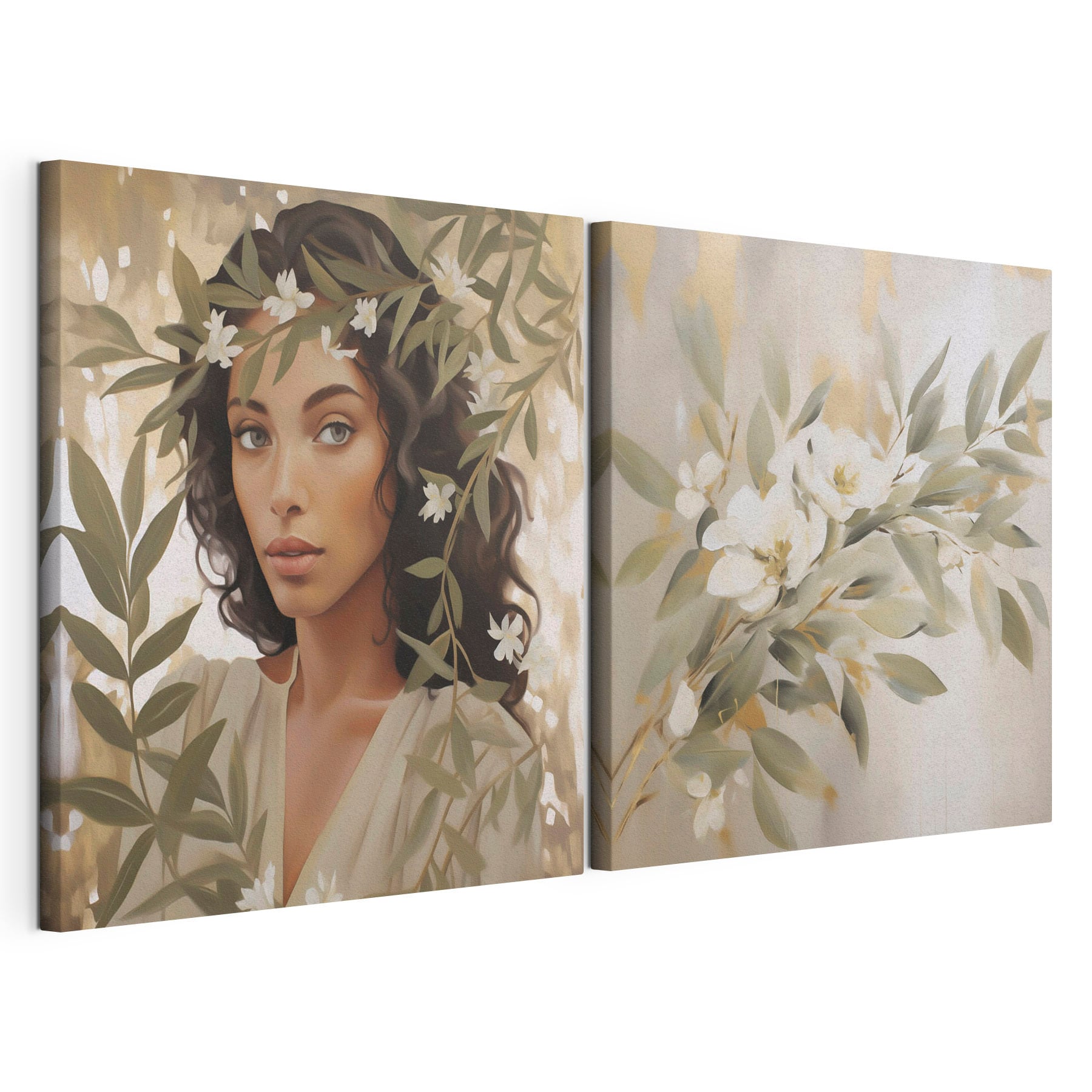 Painting of a woman with flowers