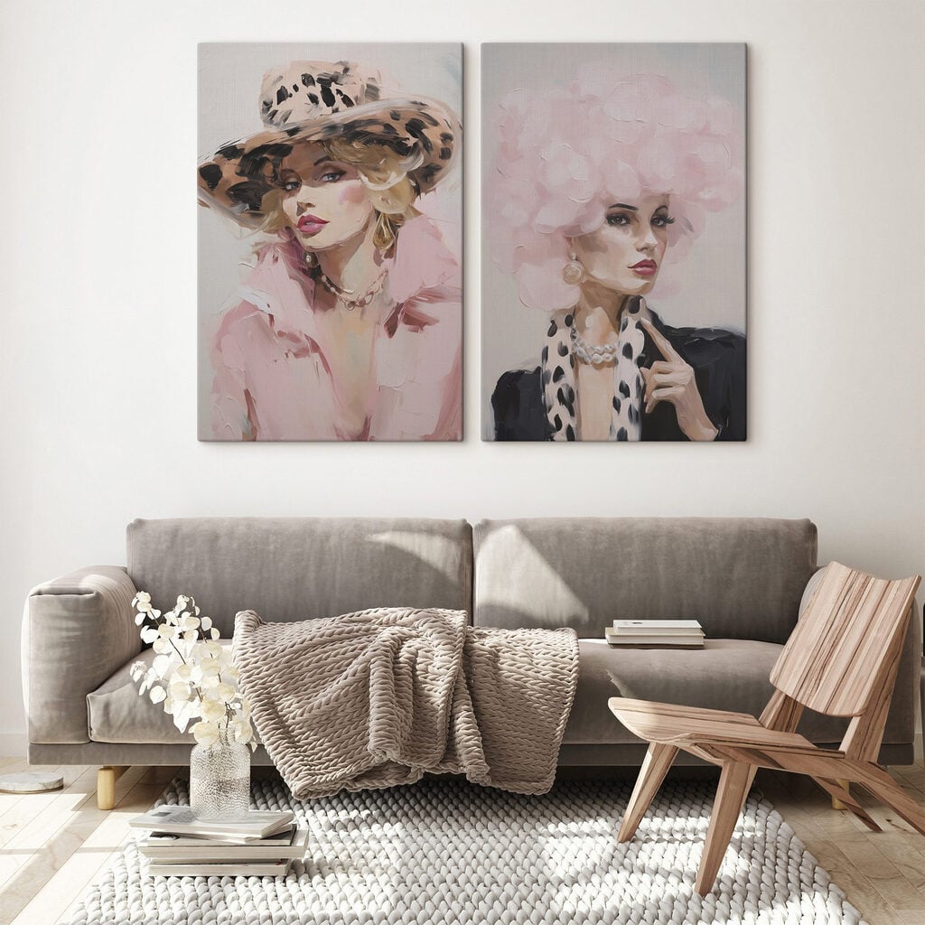 Collage of a woman with a pink hat