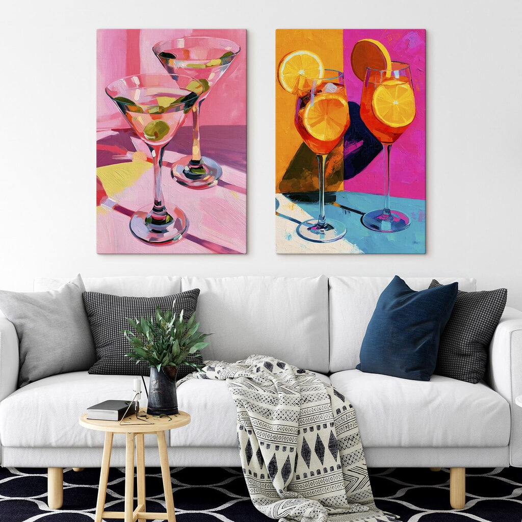 Painting of a couple of martini glasses