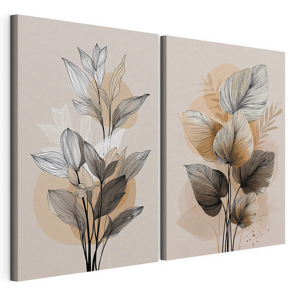 Stampa su tela modulare - Elegante disegno botanico in stile line art