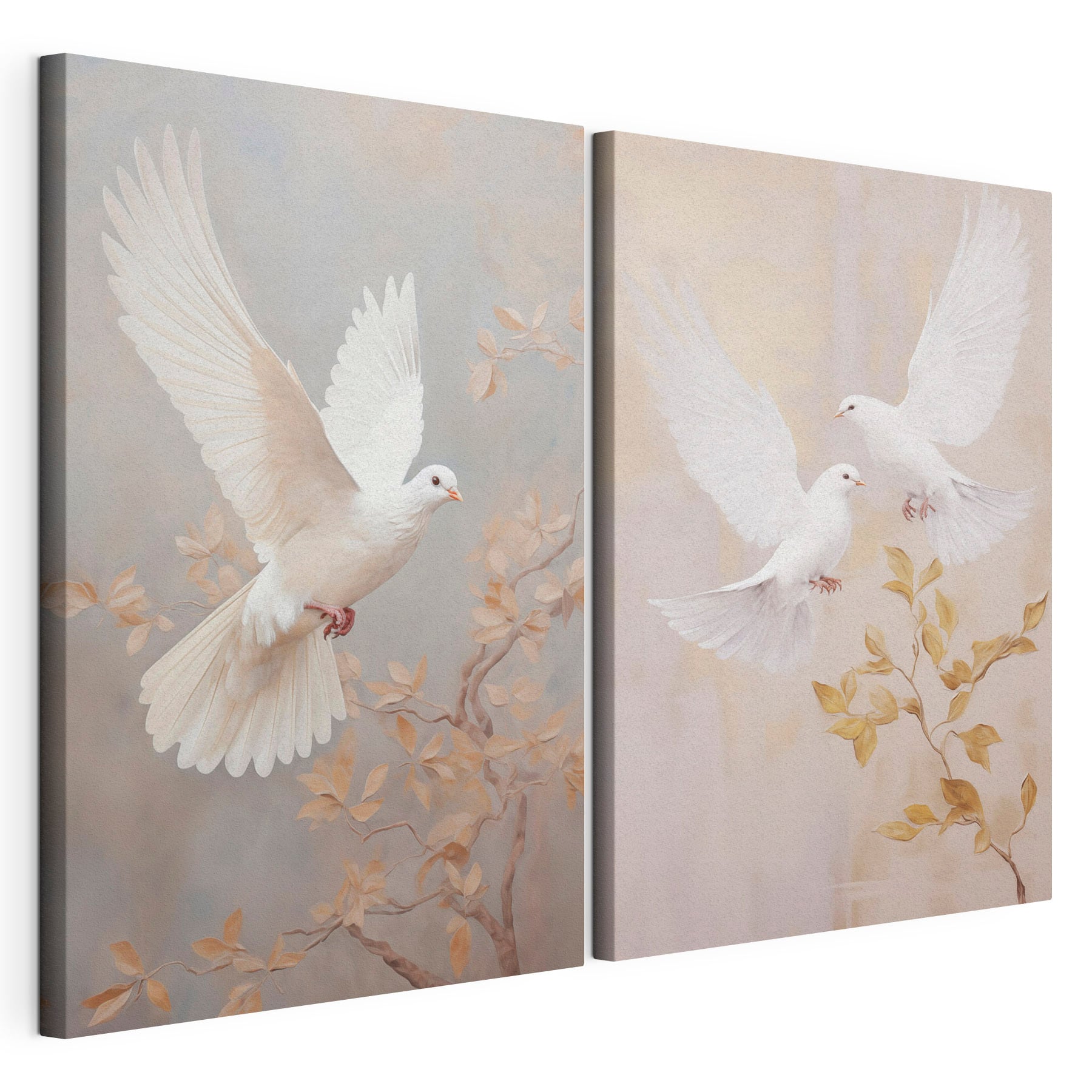 Collage of two white birds